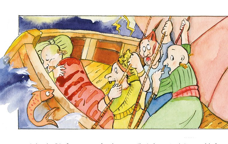 Gott rettet Segelschiff im Sturm