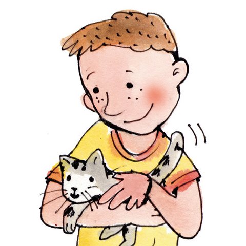 Kind mit Katze auf Arm